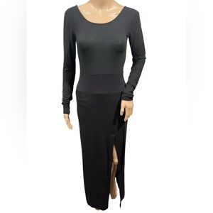 A|X Armani Exchange Womens Dress Bodycon Maxi Fitted Black Side Slit Size S